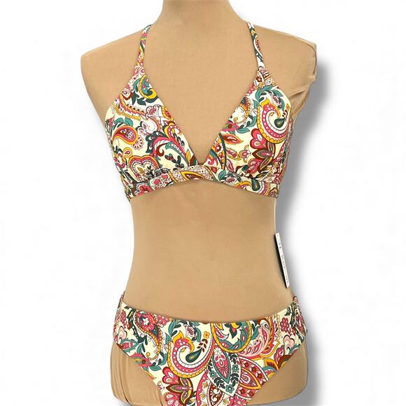 CUPSHE  NWT Paisley Print Bikini M  Bohemian Coquette Vacation Beach Cruise - Picture 1 of 7